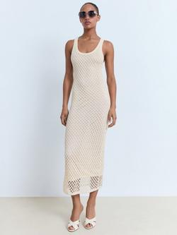 Mango Juancho Textured Dress, Light Beige, Light Beige
