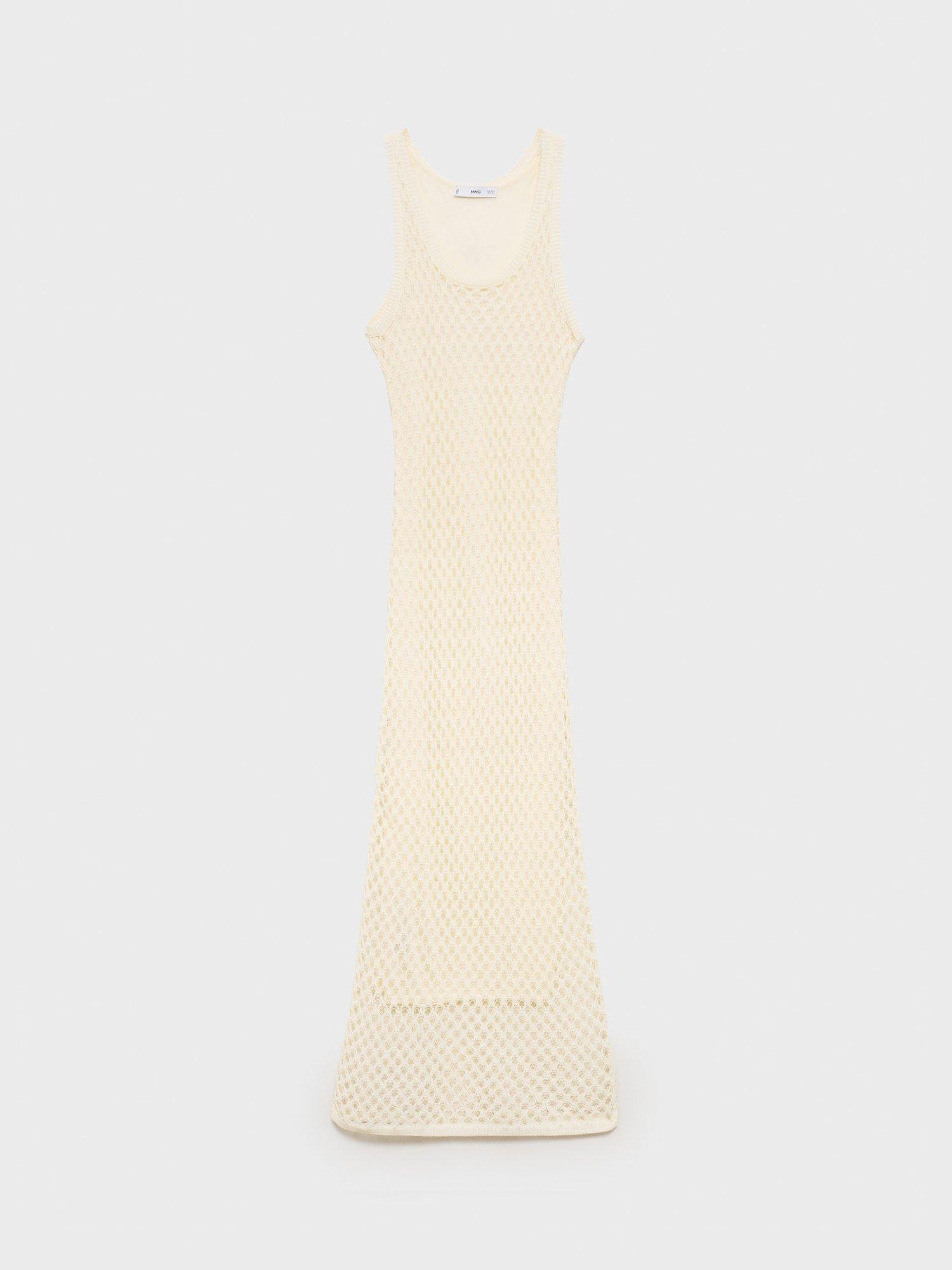 Product image 3 of 8, which shows Mango Juancho Textured Dress, Light Beige, 6