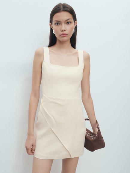 Mango Katy Dress, Light Beige, Light Beige