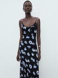 Mango Kendal Floral Midi Dress, Black