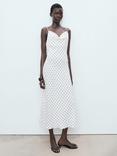 Mango Kendal Spot Midi Dress, Natural White