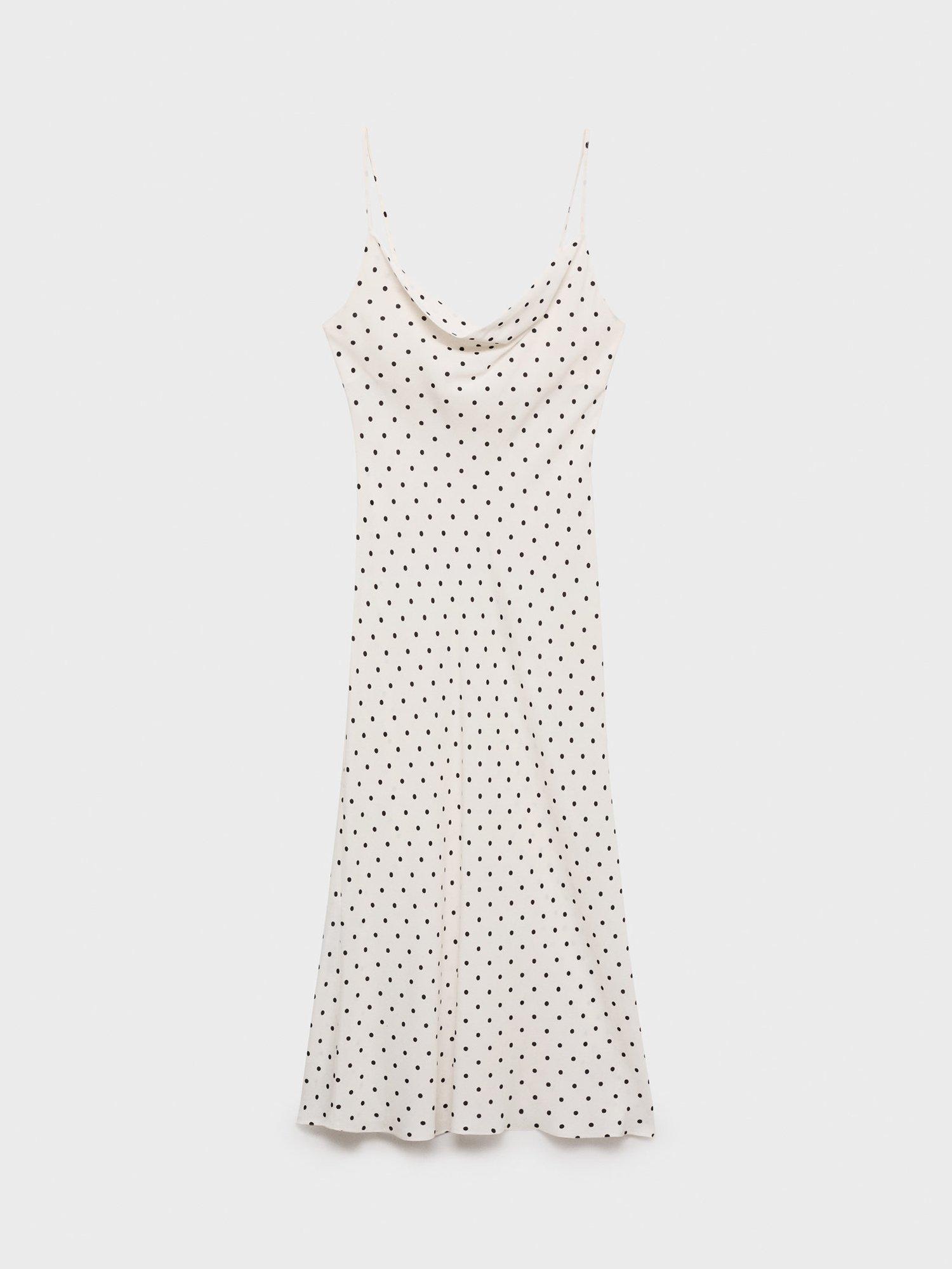 Product image 3 of 8, which shows Mango Kendal Spot Midi Dress, Natural White, 12