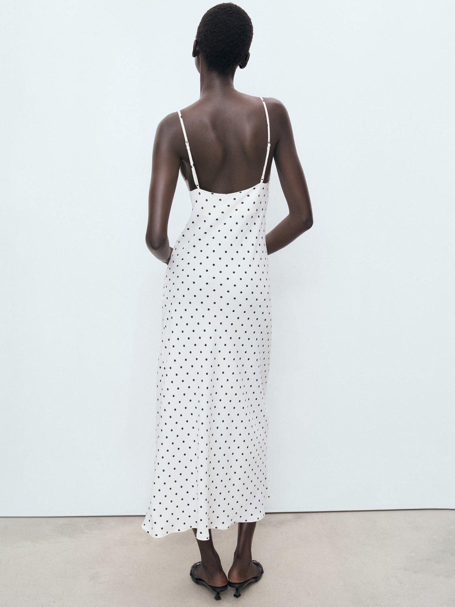 Product image 4 of 8, which shows Mango Kendal Spot Midi Dress, Natural White, 12