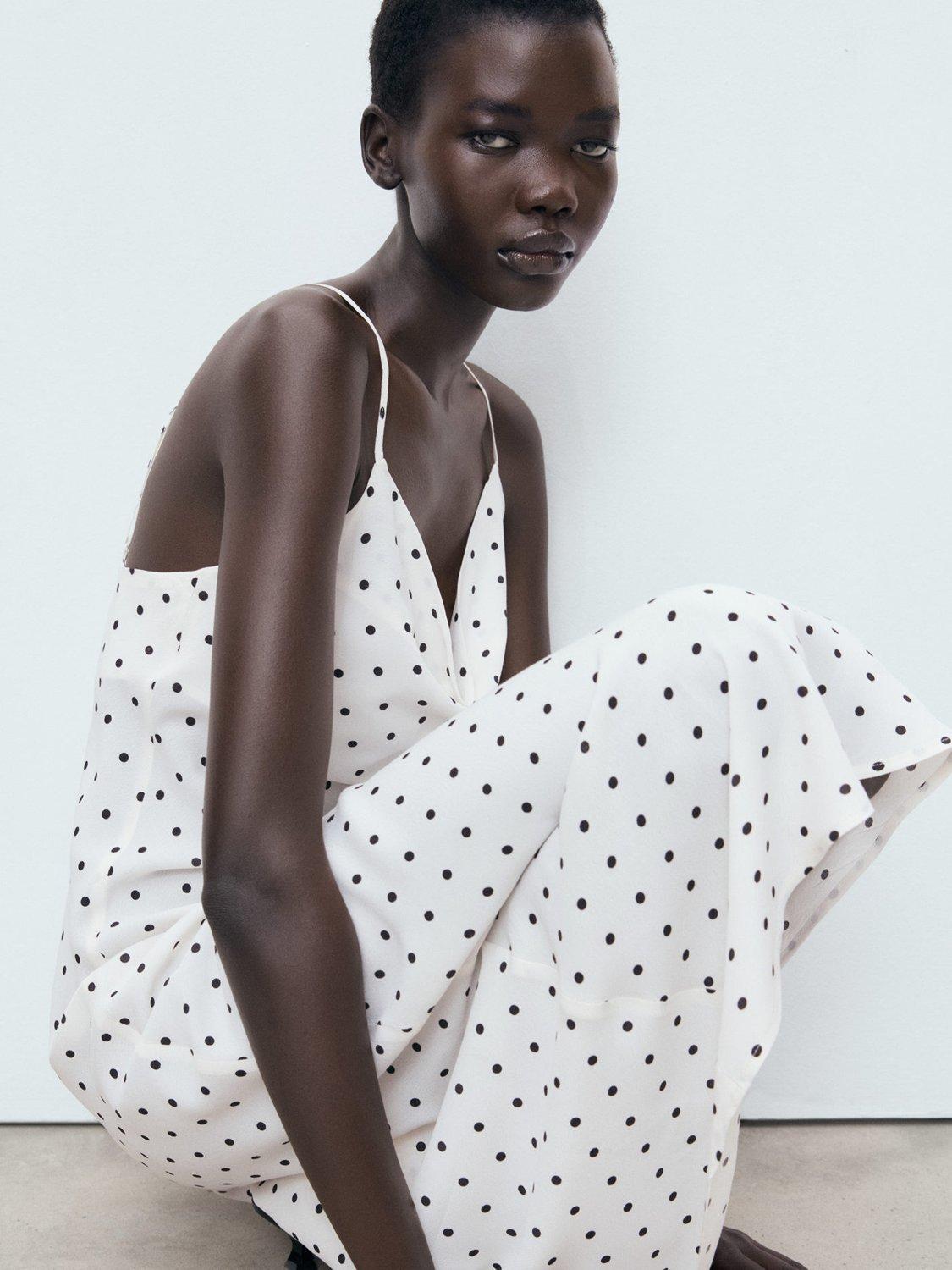 Product image 7 of 8, which shows Mango Kendal Spot Midi Dress, Natural White, 12