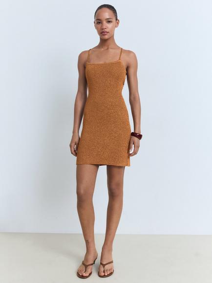 Mango Lace-Up Dress, Rust, Rust - Copper