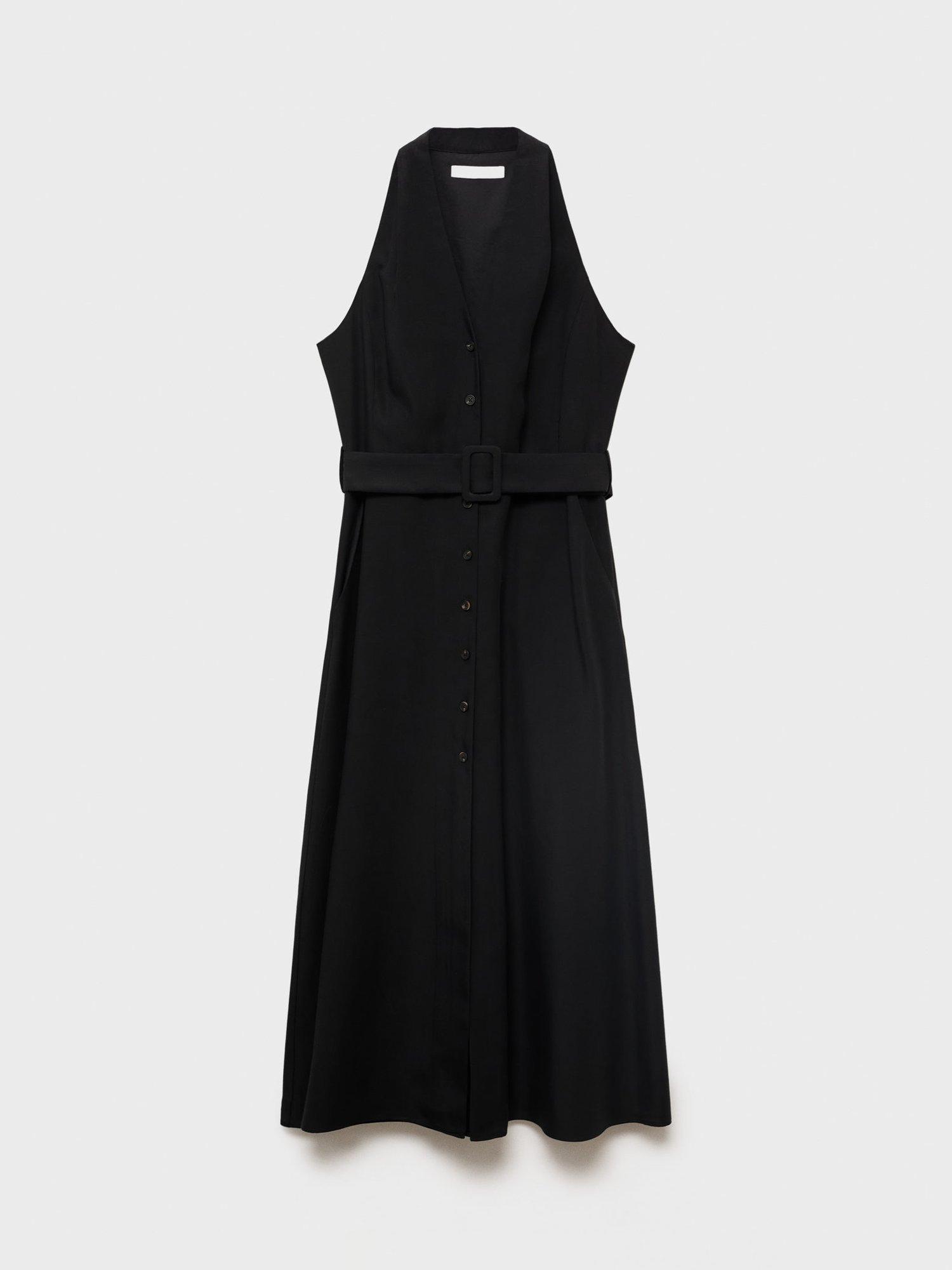 Product image 3 of 7, which shows Mango Lula Sleeveless Midi Dress, Black, 10