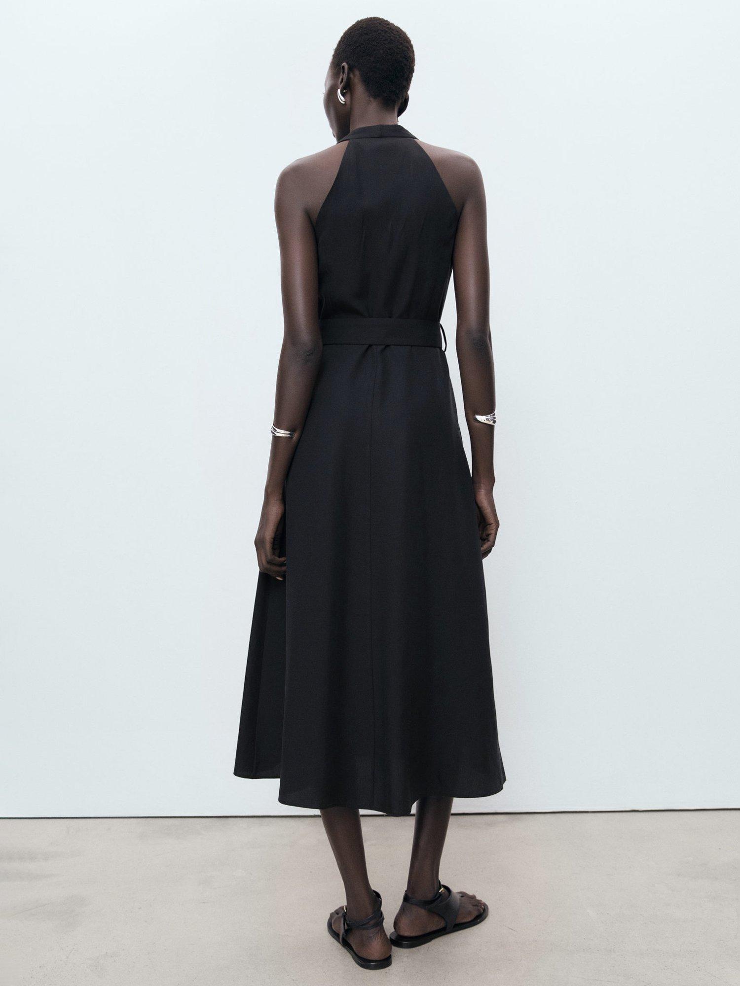 Product image 4 of 7, which shows Mango Lula Sleeveless Midi Dress, Black, 10