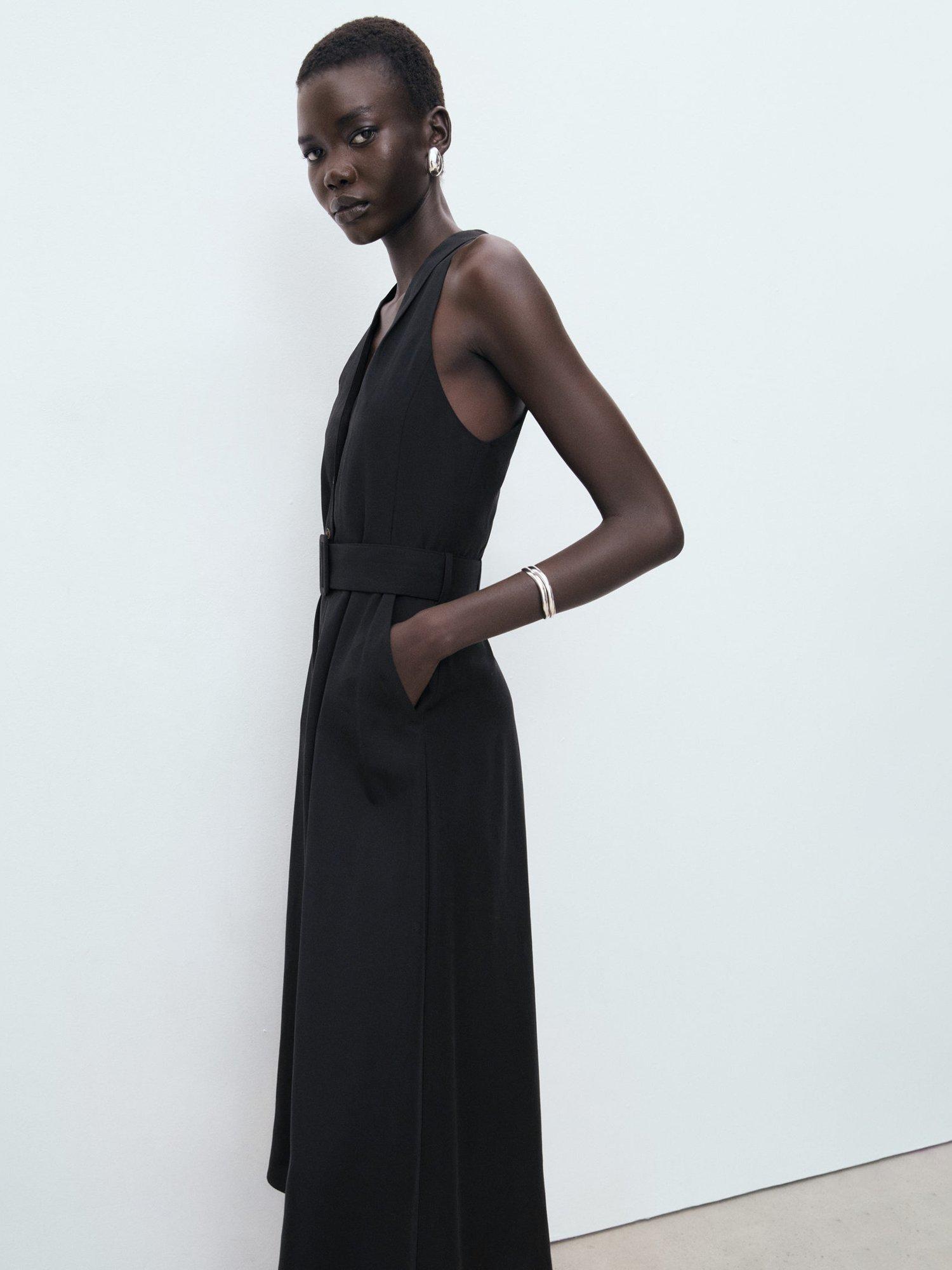 Product image 6 of 7, which shows Mango Lula Sleeveless Midi Dress, Black, 10