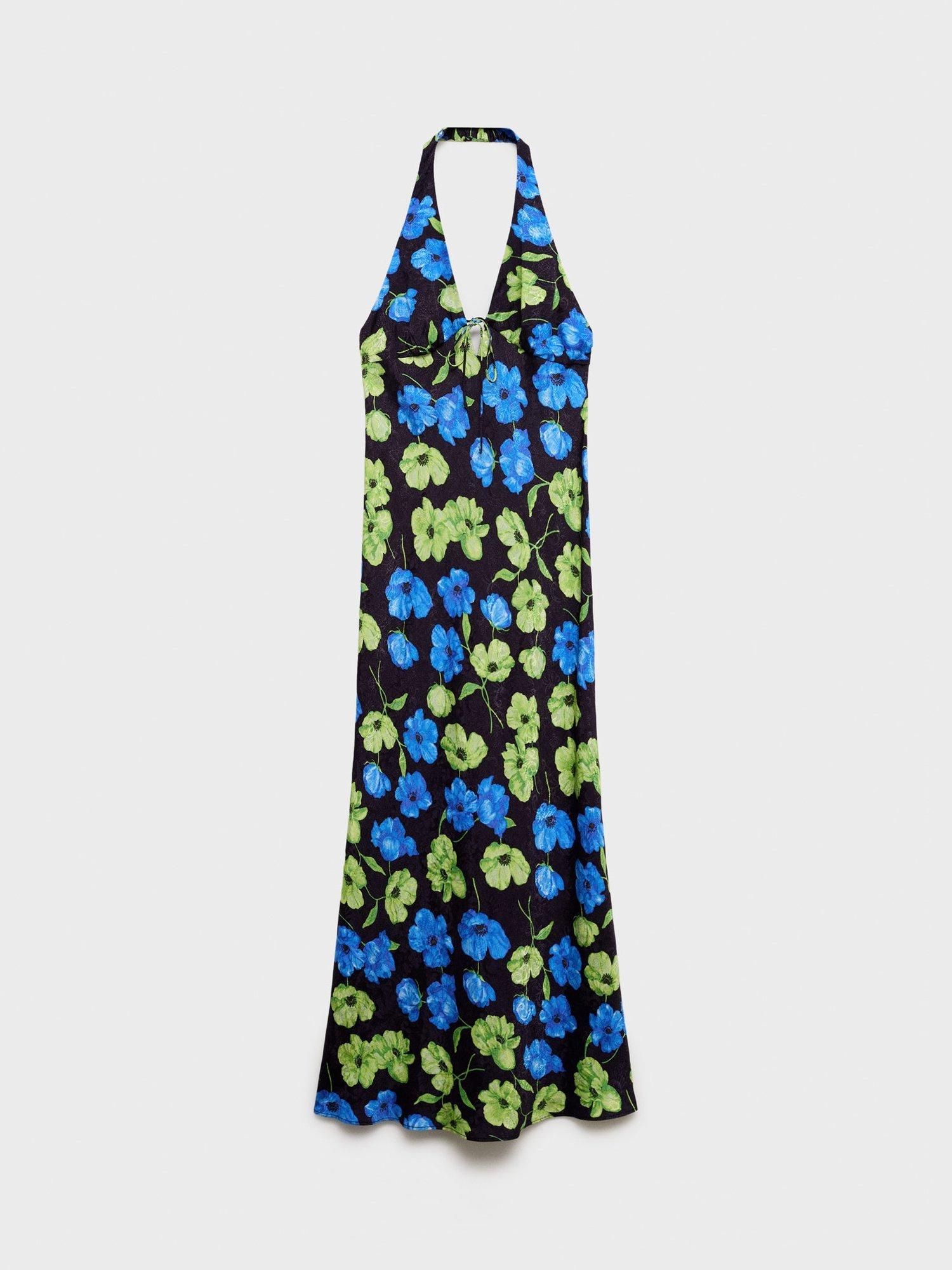Product image 3 of 8, which shows Mango Mati Floral Print Maxi Dress, Black, 10