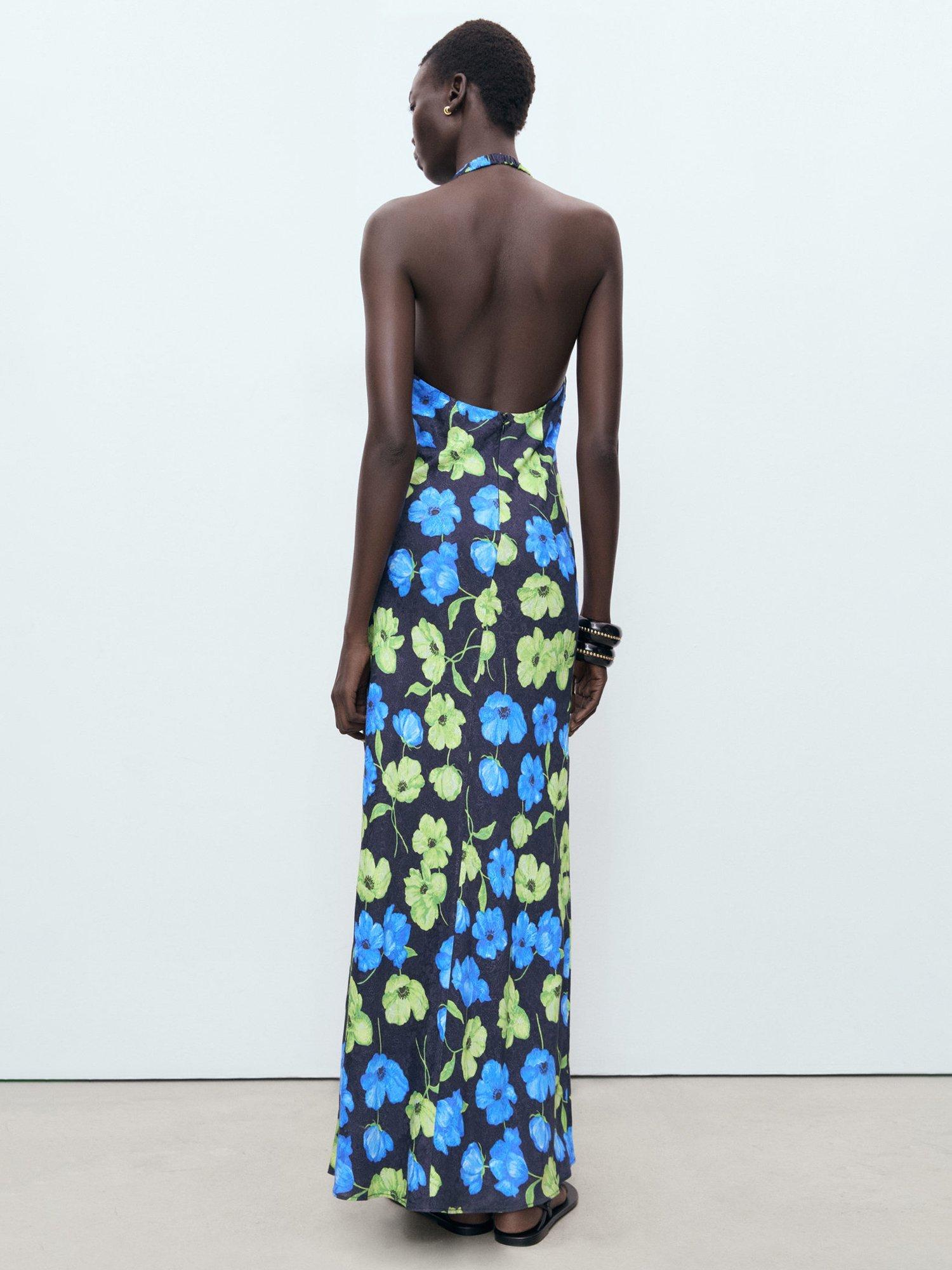 Product image 4 of 8, which shows Mango Mati Floral Print Maxi Dress, Black, 10