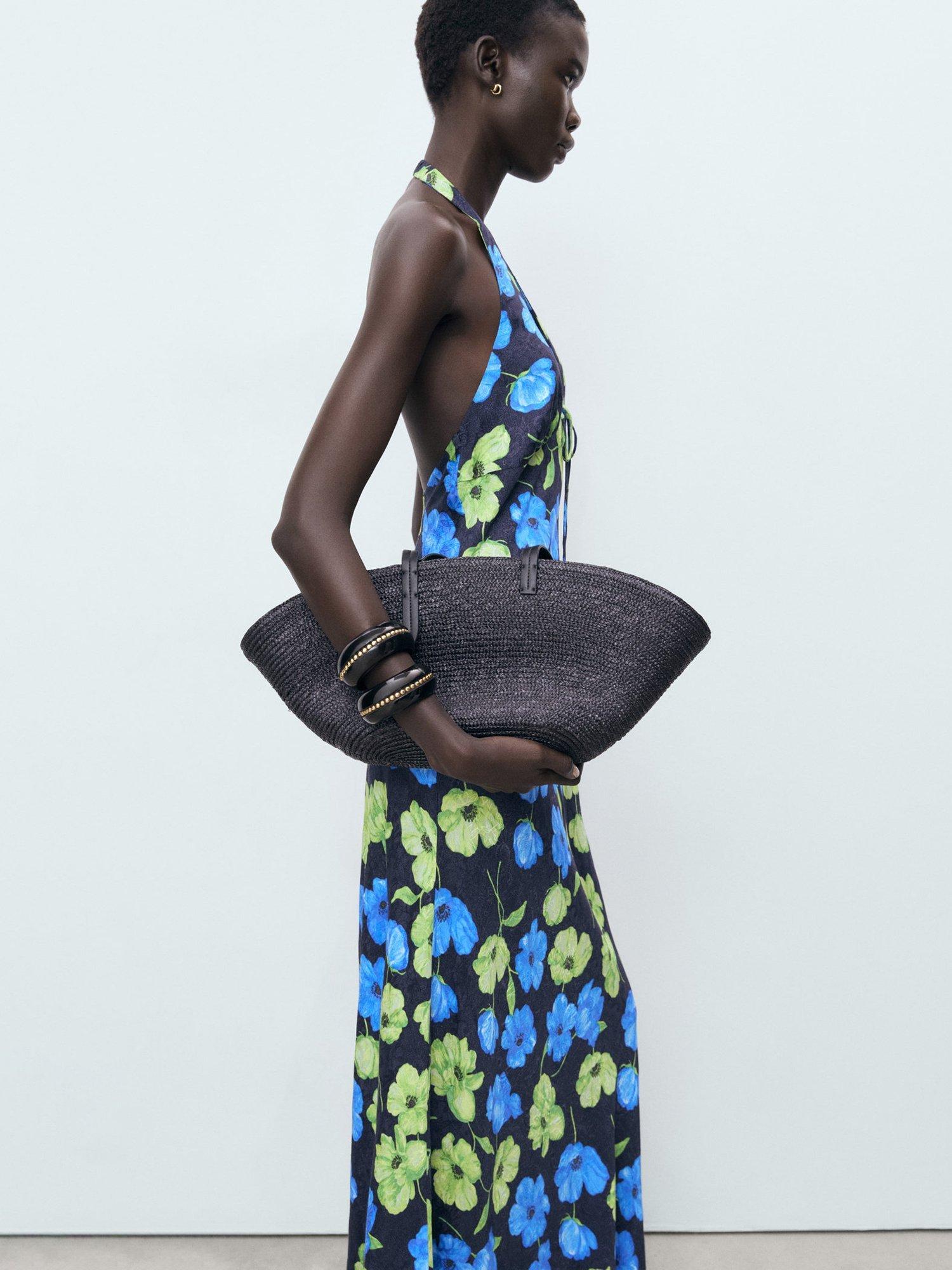 Product image 6 of 8, which shows Mango Mati Floral Print Maxi Dress, Black, 10