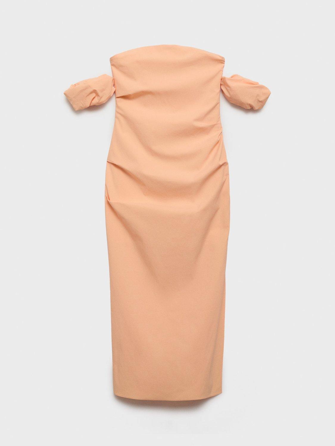Product image 3 of 8, which shows Mango Peachy Strapless Midi Dress, Pastel Orange, 10