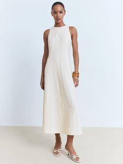Mango Pepa Flared Sleeveless Midi Dress, Light Beige