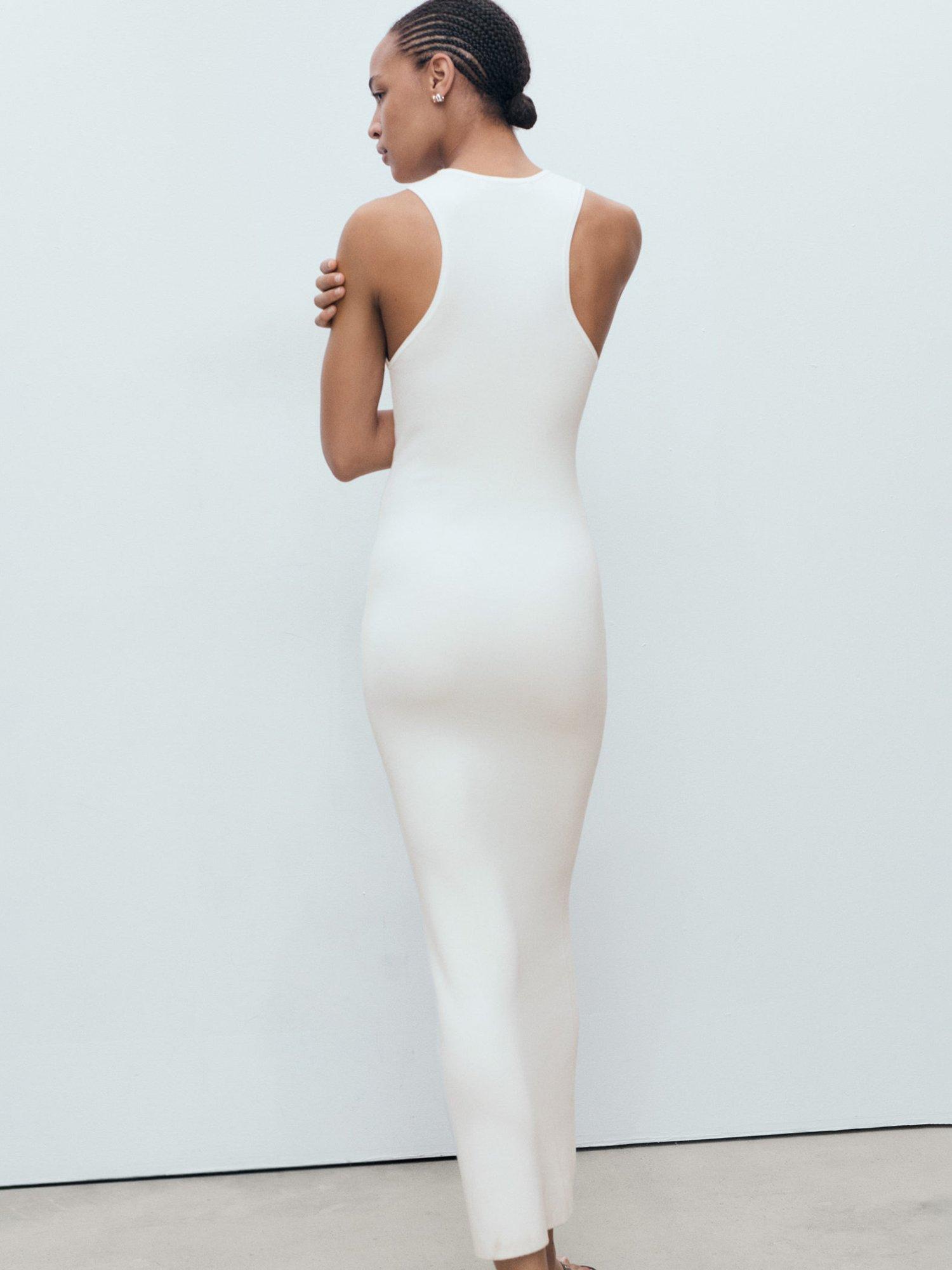 Product image 4 of 7, which shows Mango Perales Sleeveless Straight Midi Dress, White, 6