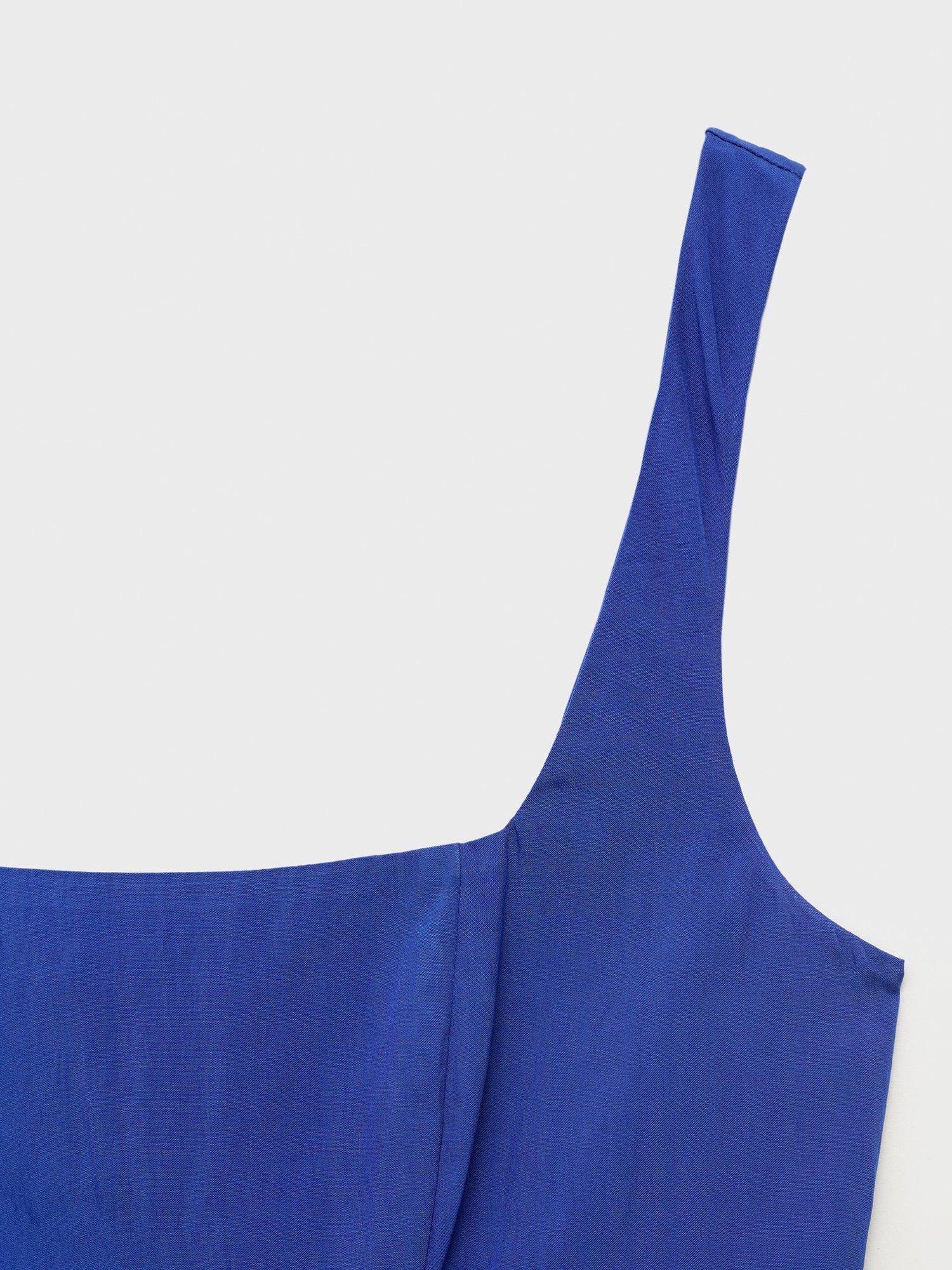 Product image 8 of 8, which shows Mango Pola Square Neck Sleeveless Flare Midi Dress, Medium Blue, 12