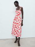 Mango Pola Cotton Blend Floral Square Neck Sleeveless Flare Midi Dress