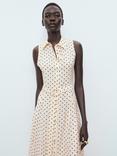 Mango Show Belt Shirt Dress, Light Beige