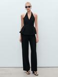 Mango Miso Halterneck Waistcoat, Black