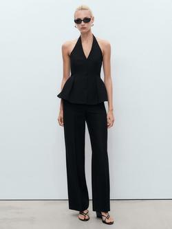 Mango Miso Halterneck Waistcoat, Black - view 2, Black