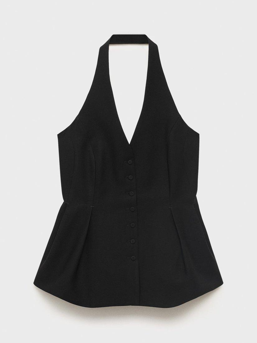 Product image 3 of 8, which shows Mango Miso Halterneck Waistcoat, Black, M