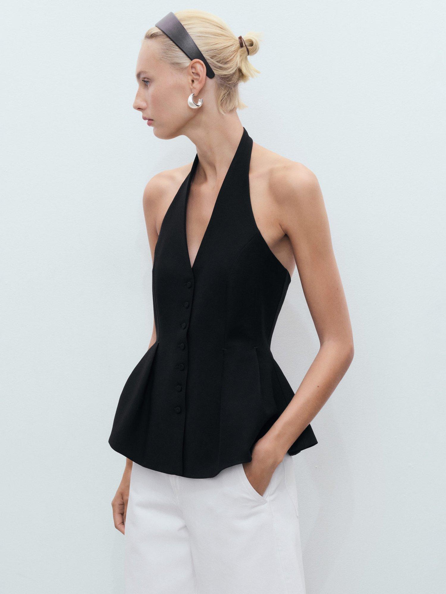 Product image 7 of 8, which shows Mango Miso Halterneck Waistcoat, Black, M