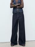 Mango Joy Wide Leg Jeans, Dark Blue