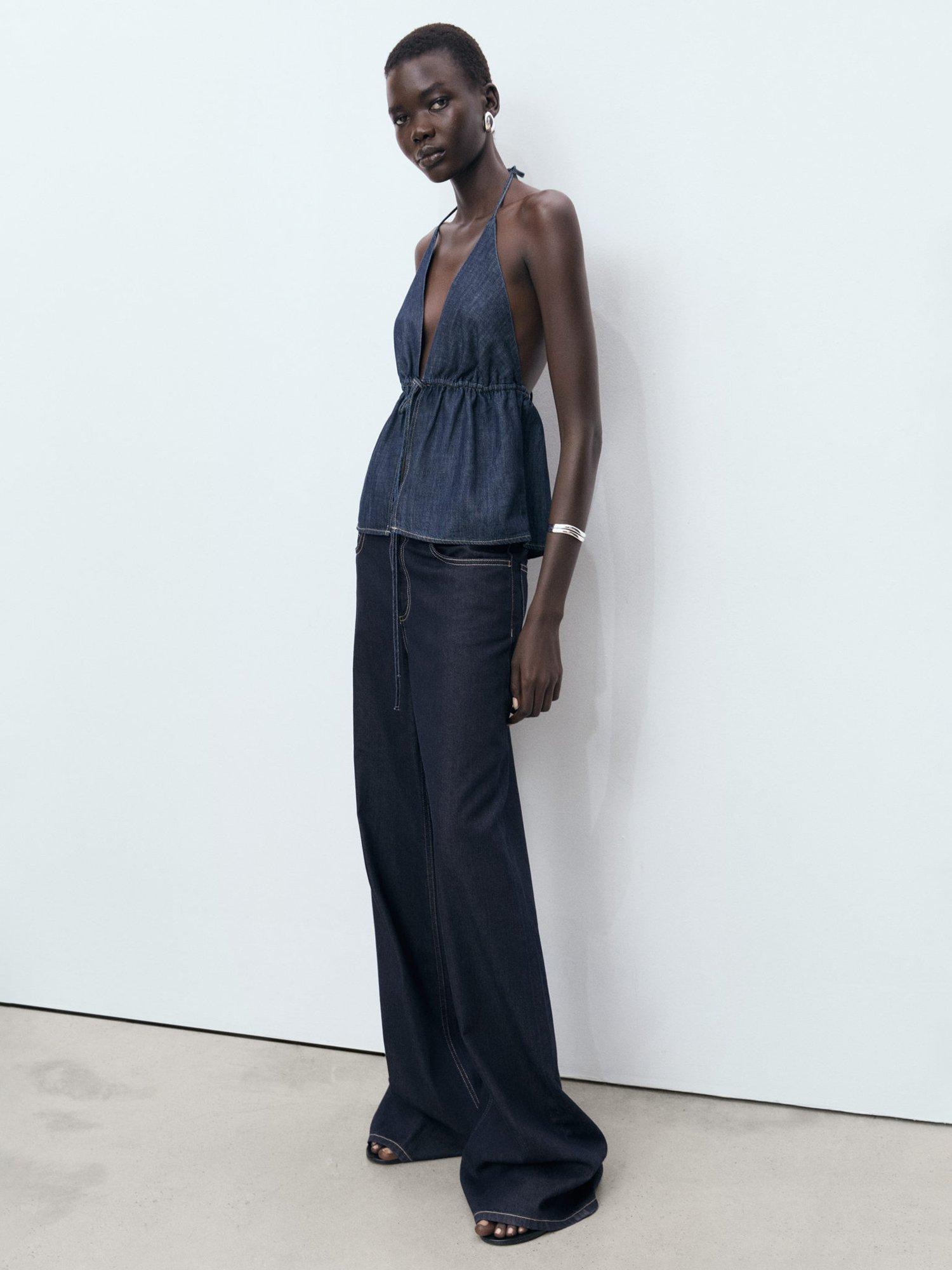 Product image 2 of 8, which shows Mango Joy Wide Leg Jeans, Dark Blue, 6