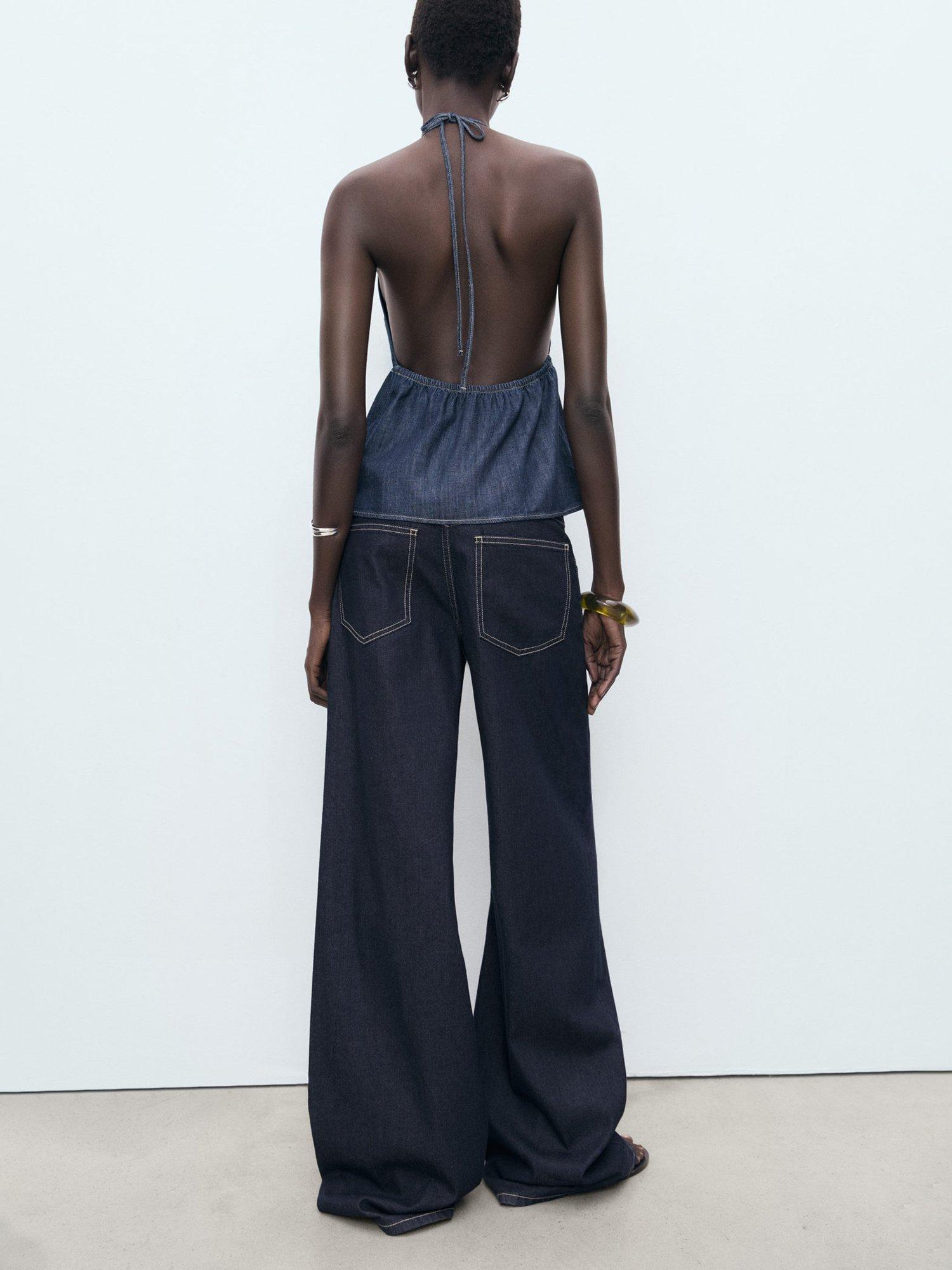 Product image 4 of 8, which shows Mango Joy Wide Leg Jeans, Dark Blue, 6