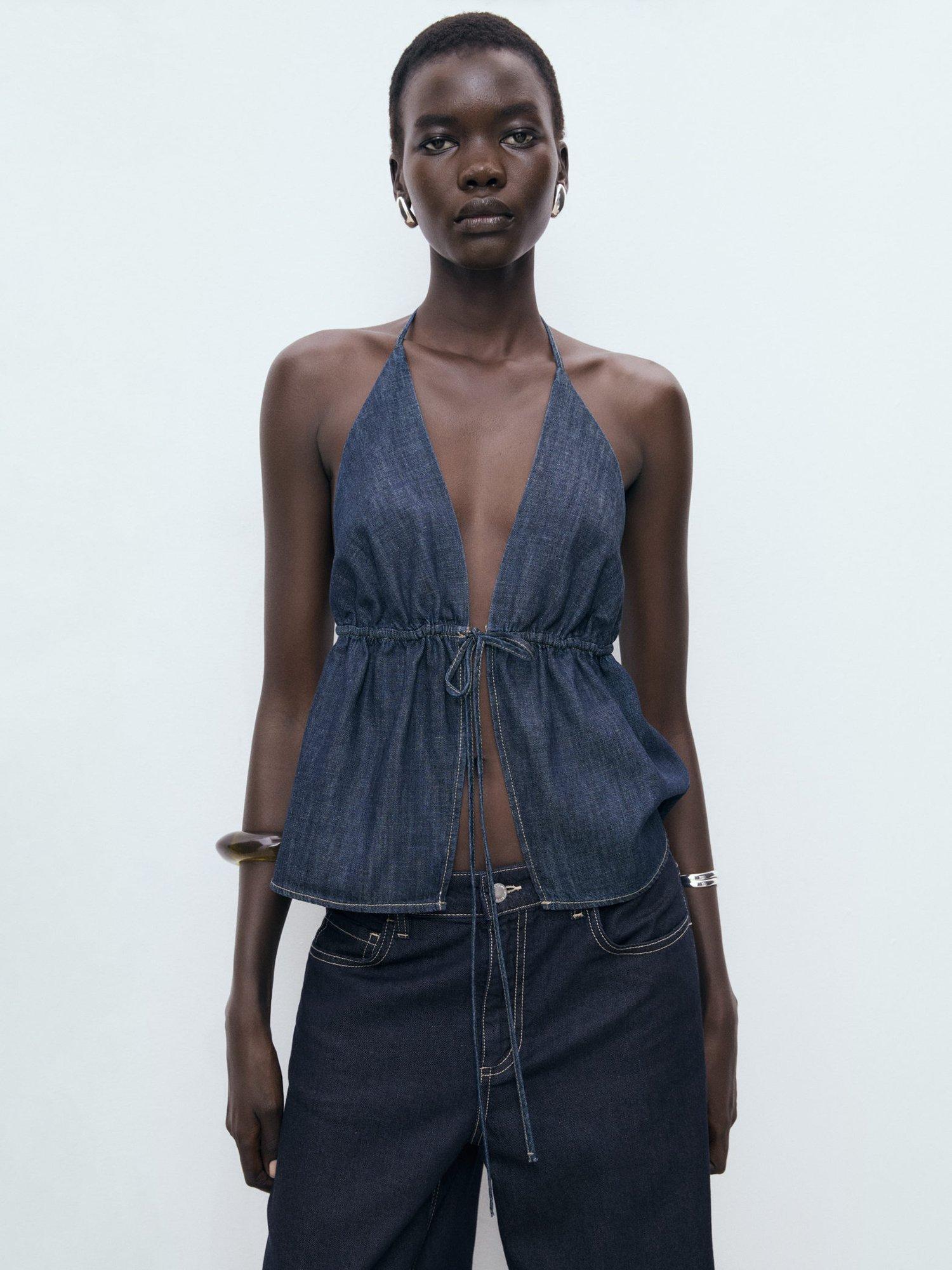 Product image 6 of 8, which shows Mango Joy Wide Leg Jeans, Dark Blue, 6