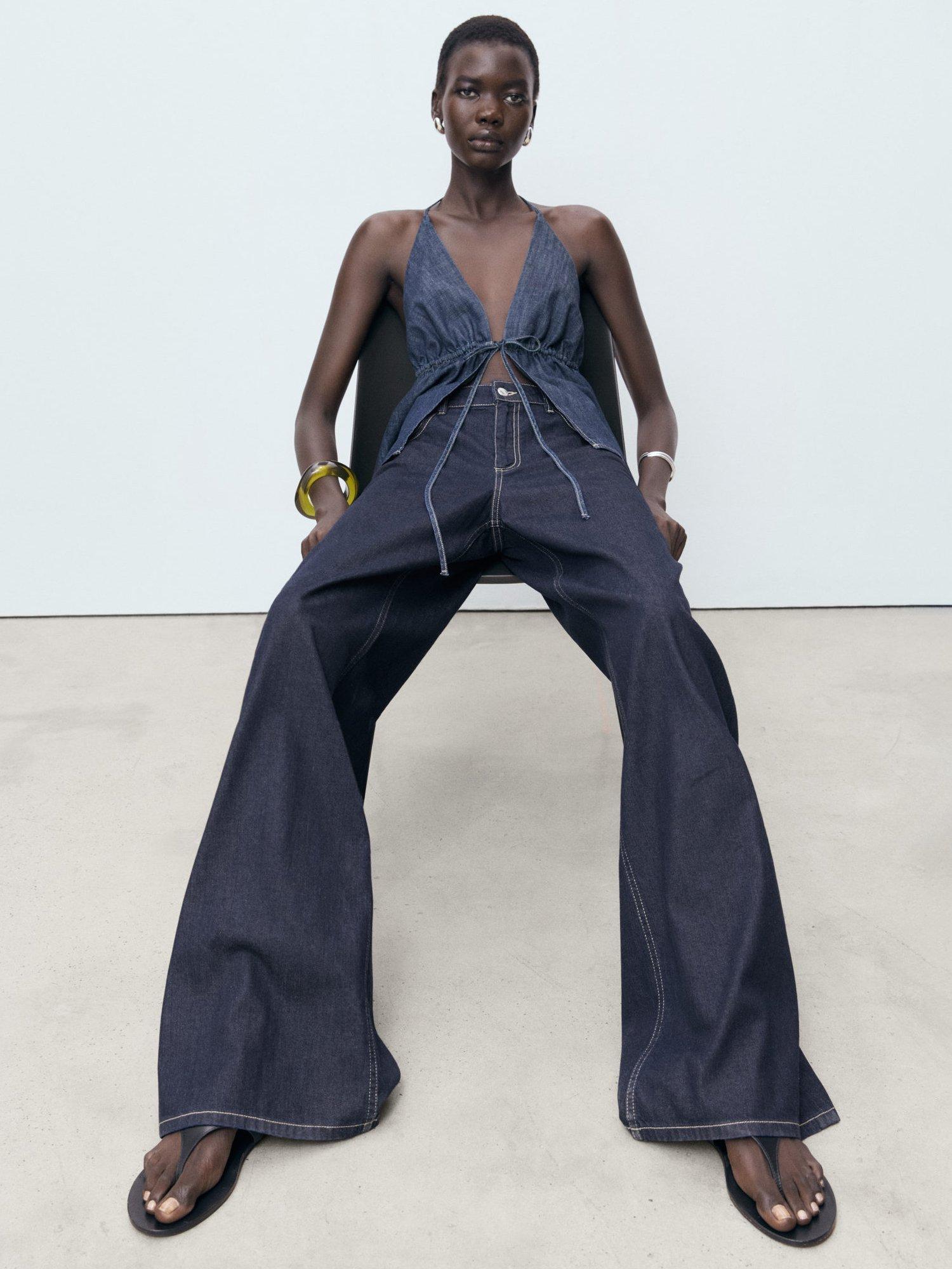 Product image 7 of 8, which shows Mango Joy Wide Leg Jeans, Dark Blue, 6