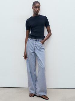 Mango Camel Short Sleeve Jumper - view 2, Navy