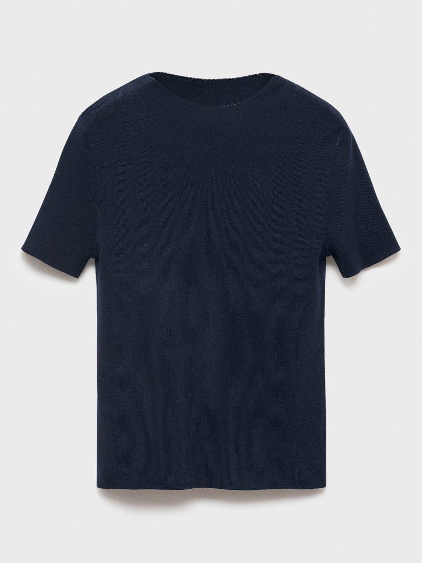 Product image 3 of 8, which shows Mango Camel Short Sleeve Jumper, Navy, XS