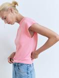 Mango Camel Short Sleeve Jumper, Pastel Pink