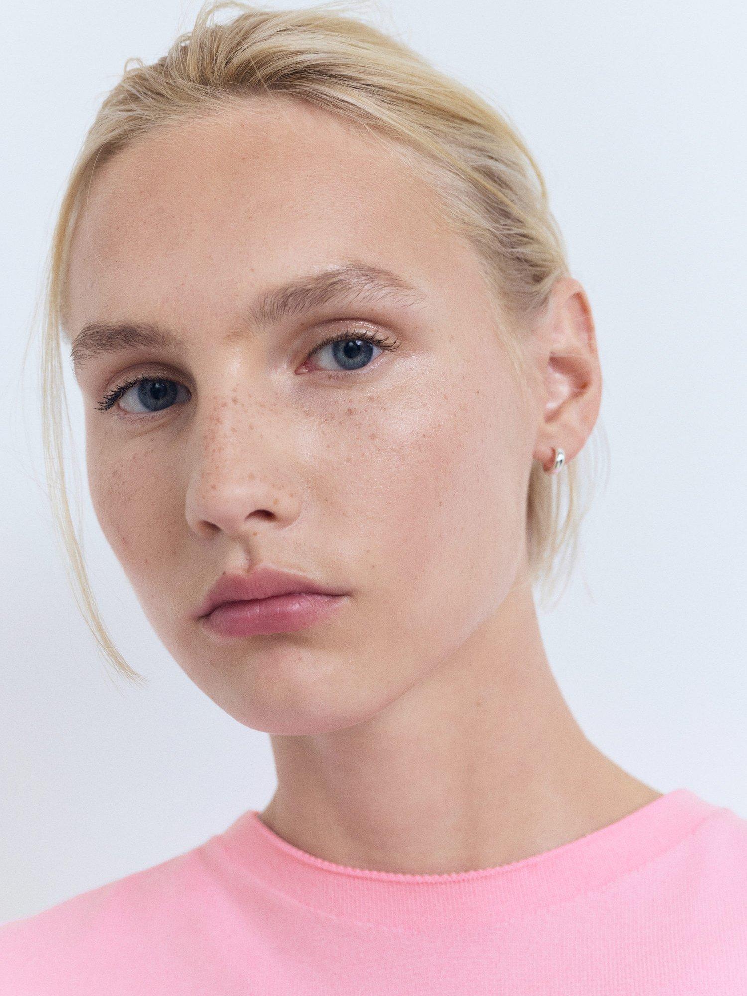 Product image 6 of 7, which shows Mango Camel Short Sleeve Jumper, Pastel Pink, S