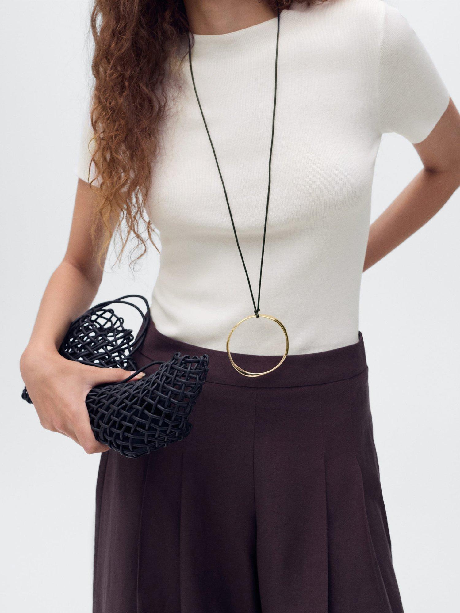 Product image 2 of 3, which shows Mango Camel Short Sleeve Cotton Blend Jumper, White, L