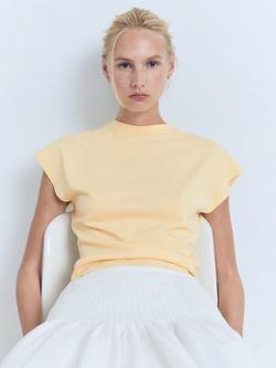 Mango Camin Cap Sleeve Jumper, Yellow, Yellow