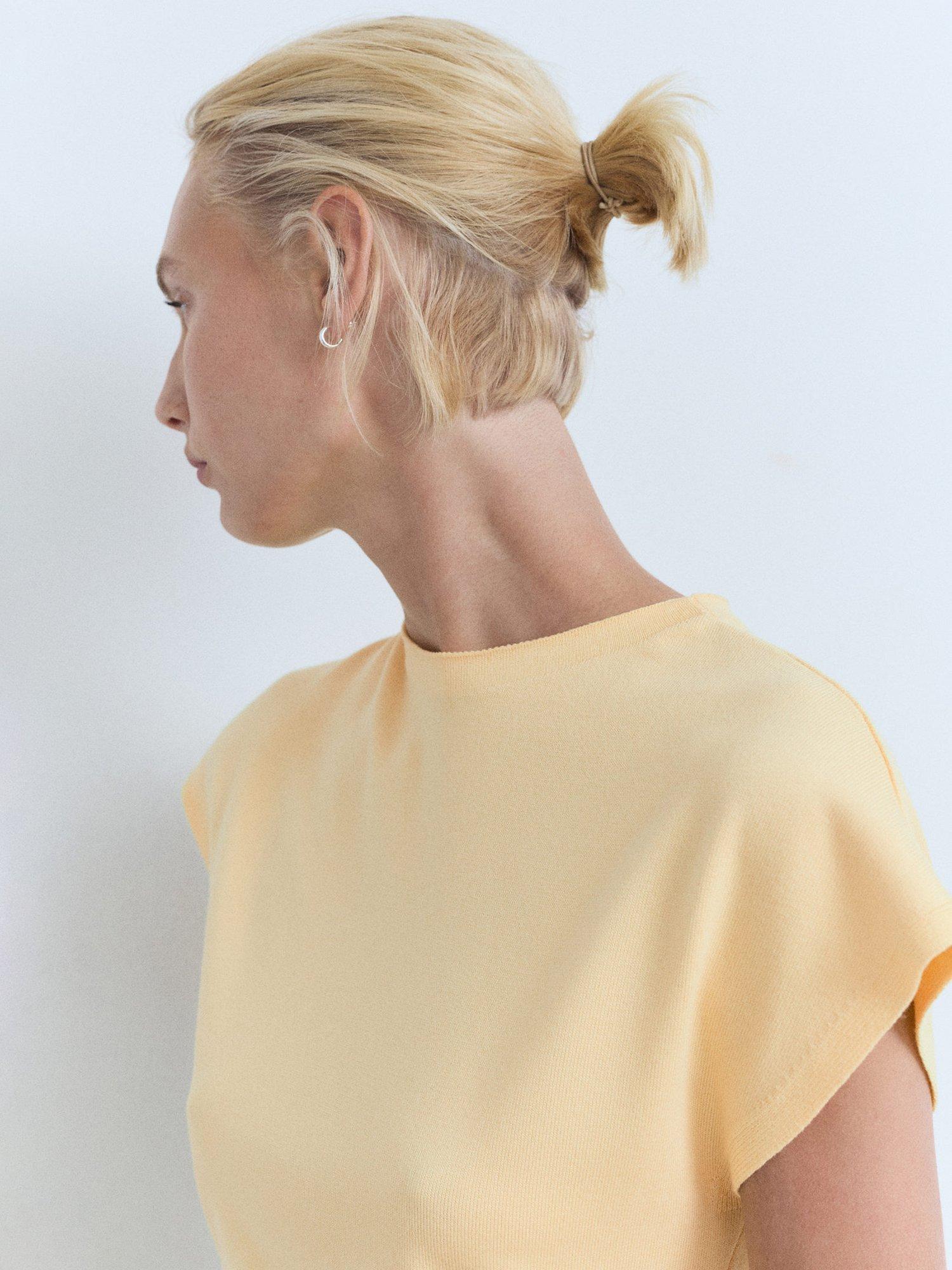 Product image 6 of 7, which shows Mango Camin Cap Sleeve Jumper, Yellow, L