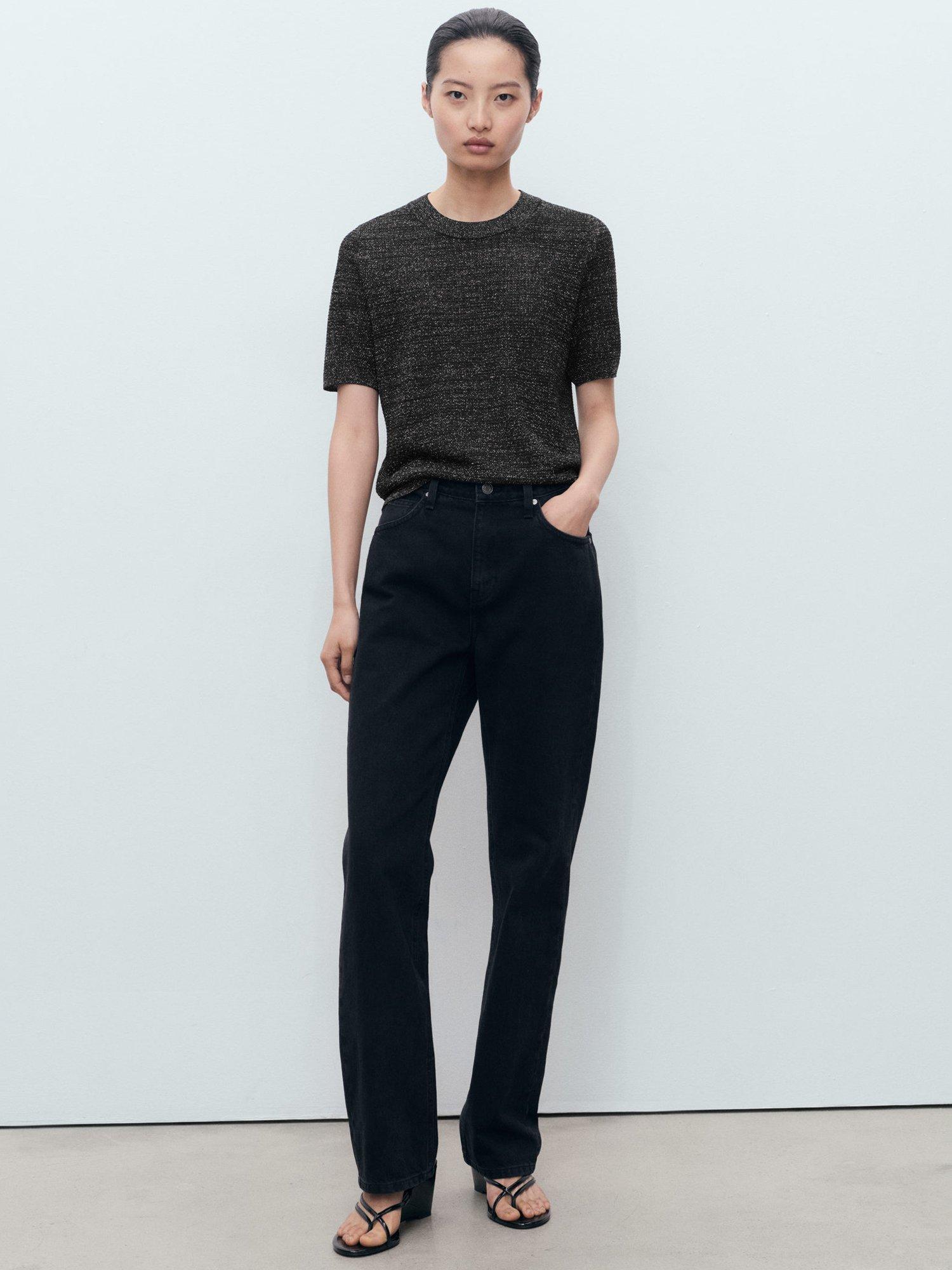 Product image 2 of 7, which shows Mango Glitter Short Sleeve Jumper, Black, M