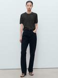 Mango Glitter Short Sleeve Jumper, Black