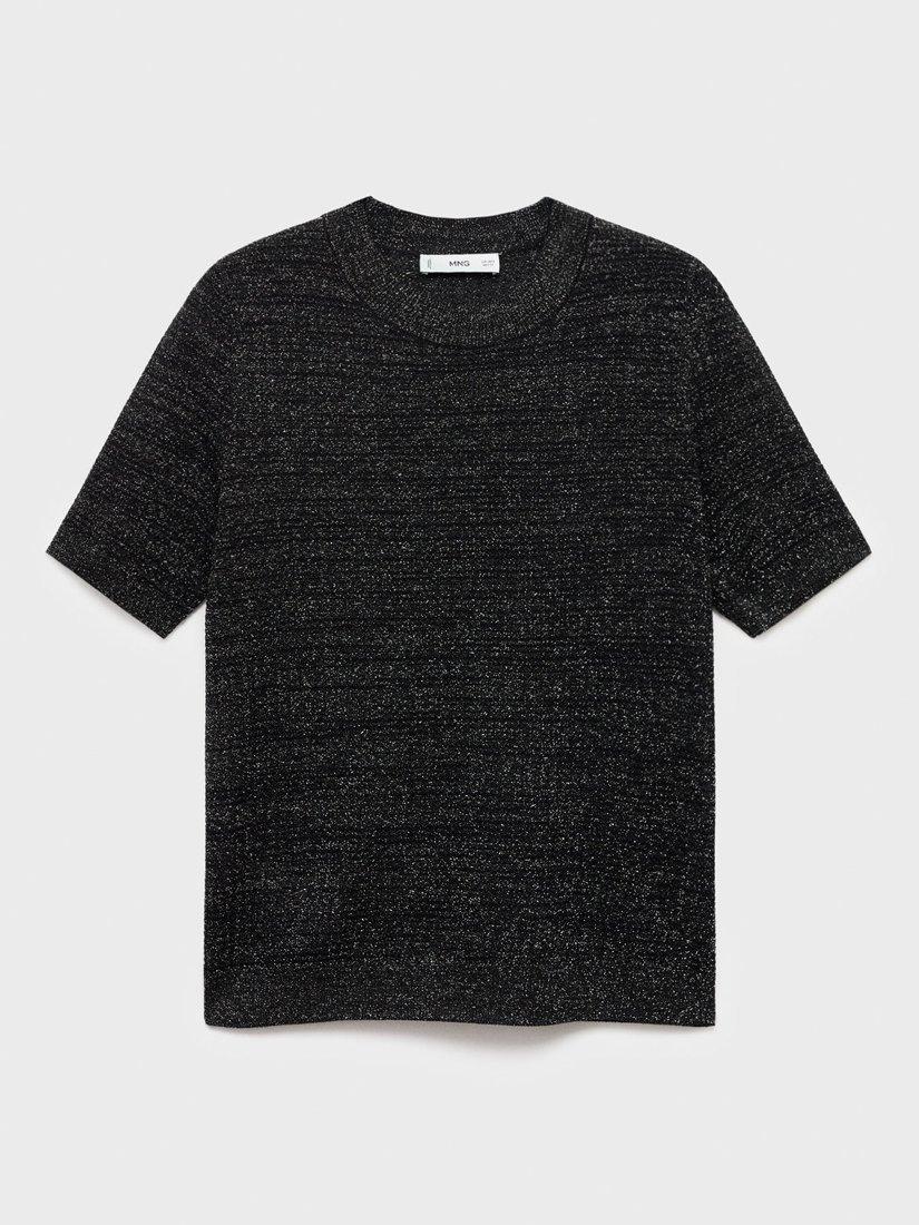 Product image 3 of 7, which shows Mango Glitter Short Sleeve Jumper, Black, M