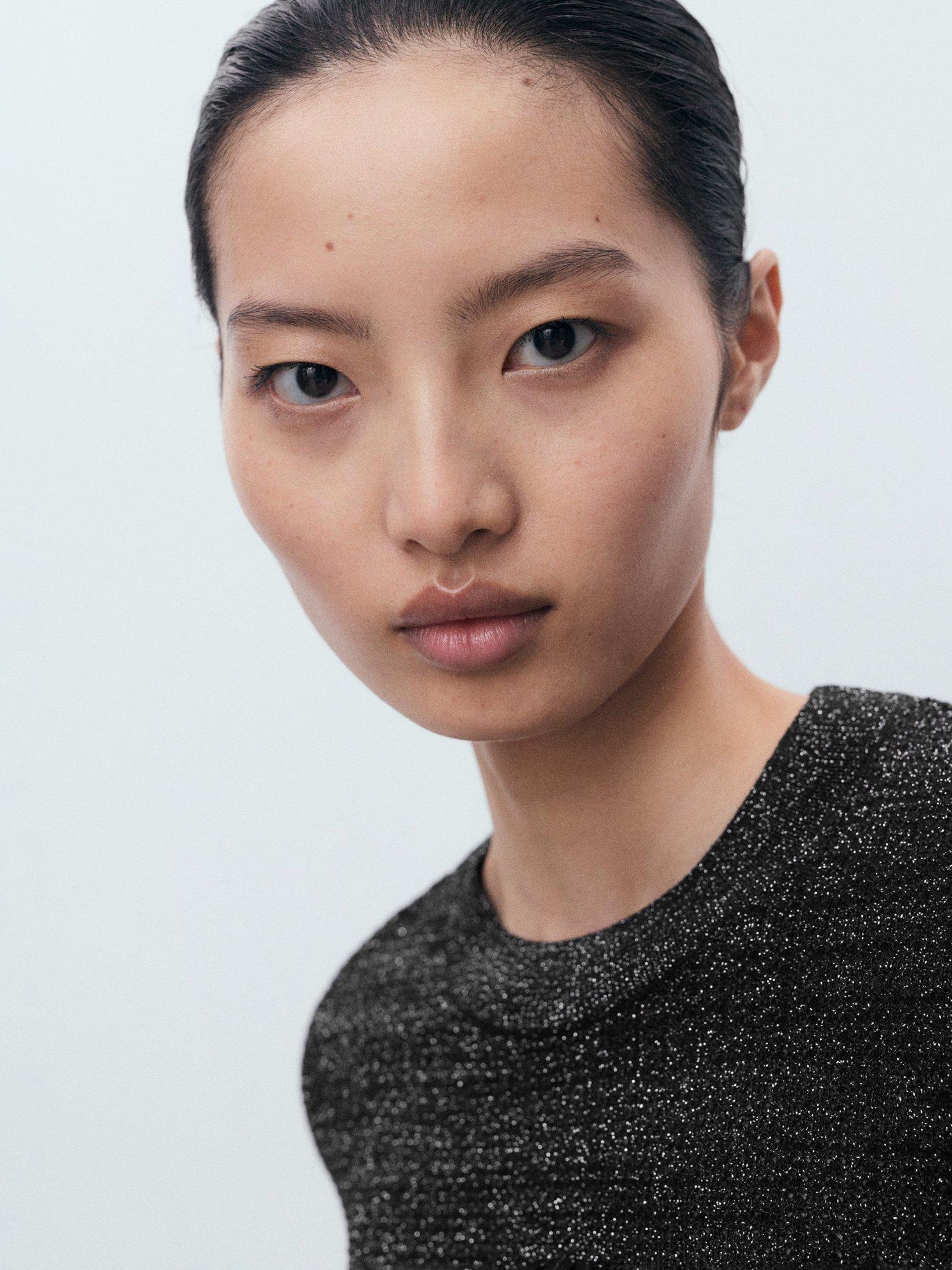 Product image 6 of 7, which shows Mango Glitter Short Sleeve Jumper, Black, M