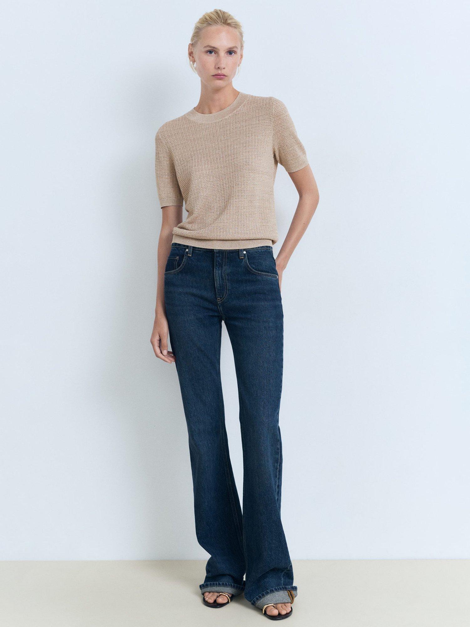 Product image 2 of 8, which shows Mango Glitter Round Neck Short Sleeve Jumper , Silver, 5XL