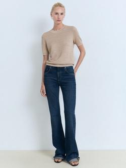 Mango Glitter Round Neck Short Sleeve Jumper - view 2, Silver