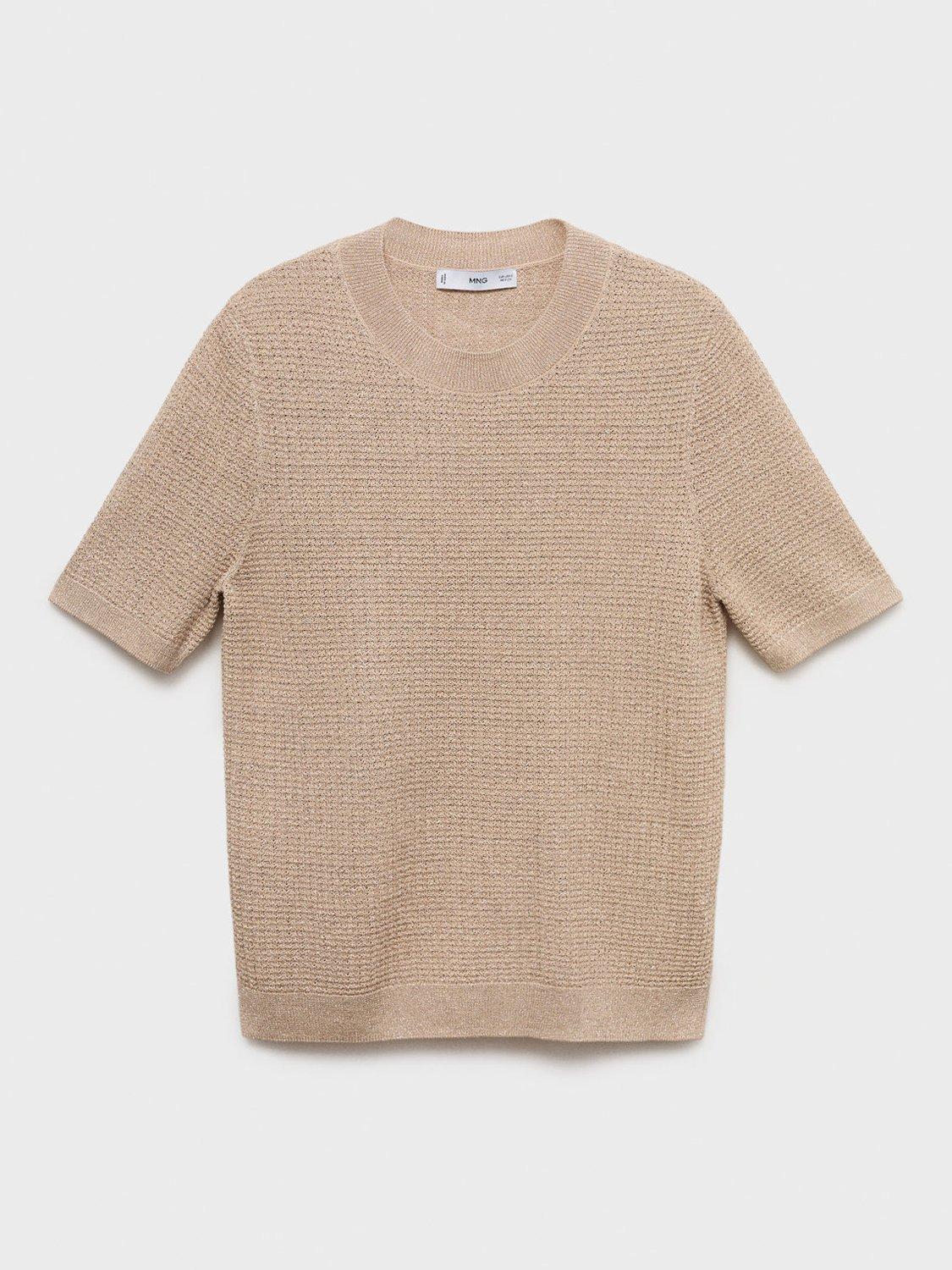 Product image 3 of 8, which shows Mango Glitter Round Neck Short Sleeve Jumper , Silver, 5XL