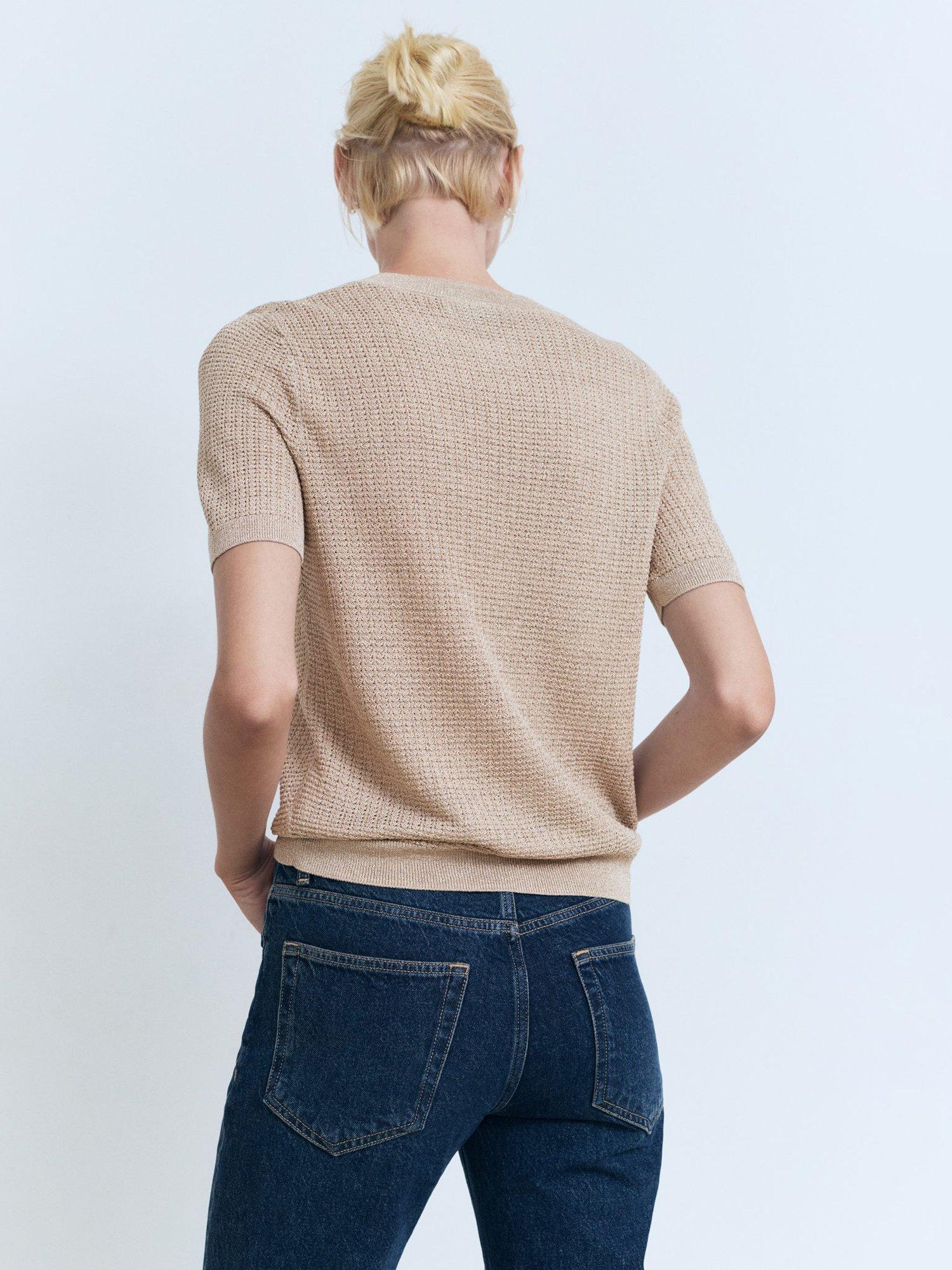 Product image 4 of 8, which shows Mango Glitter Round Neck Short Sleeve Jumper , Silver, 5XL