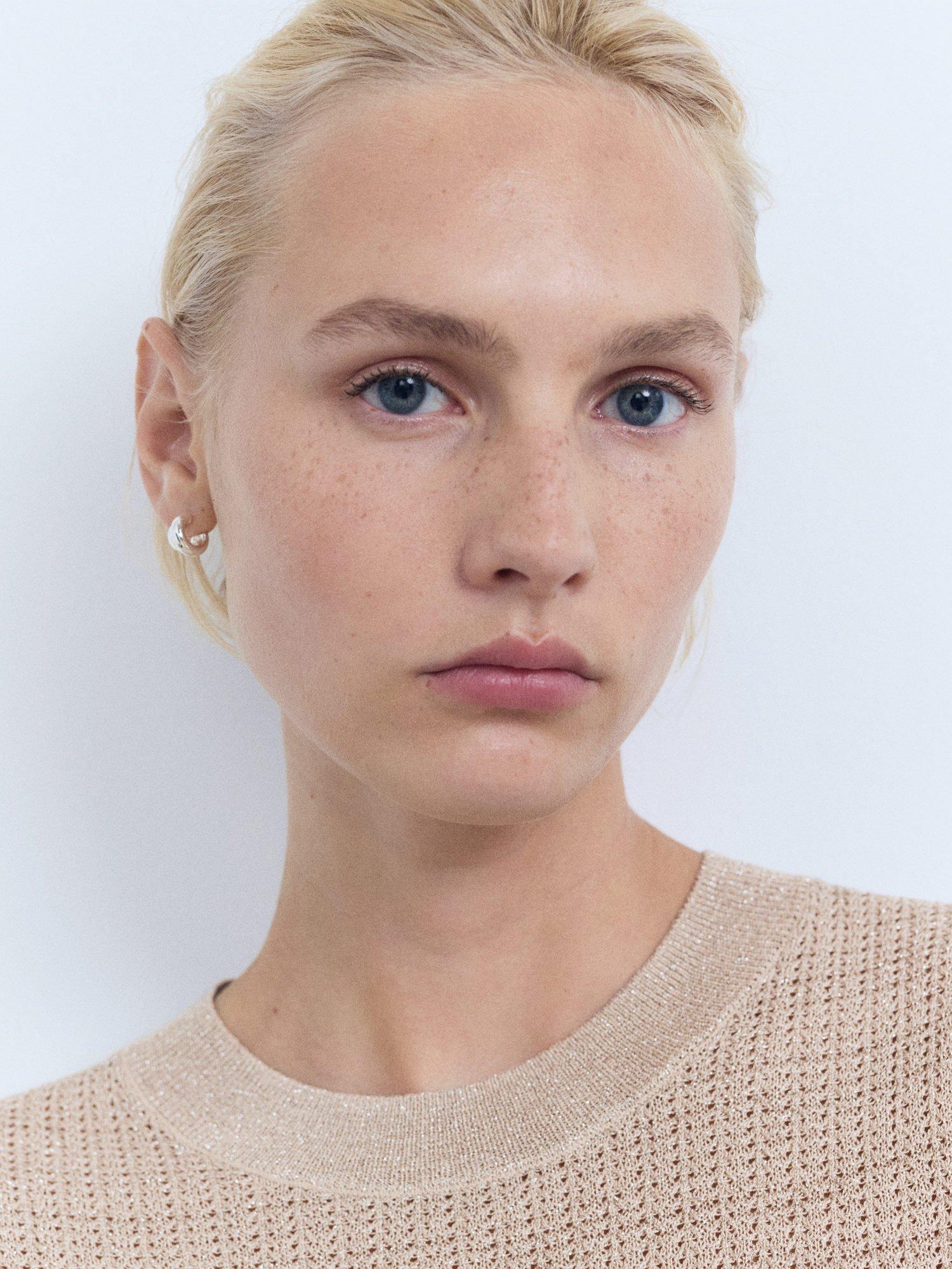 Product image 6 of 8, which shows Mango Glitter Round Neck Short Sleeve Jumper , Silver, 5XL