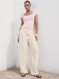 Mango Kiko Scoop Neck Knit Top, Light Pastel Pink