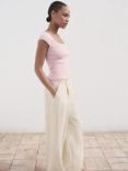 Mango Kiko Scoop Neck Knit Top, Light Pastel Pink