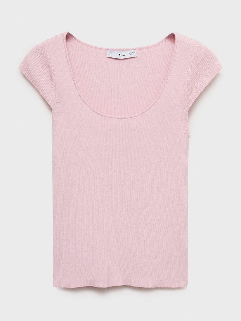 Product image 3 of 8, which shows Mango Kiko Scoop Neck Knit Top, Light Pastel Pink, 4XL