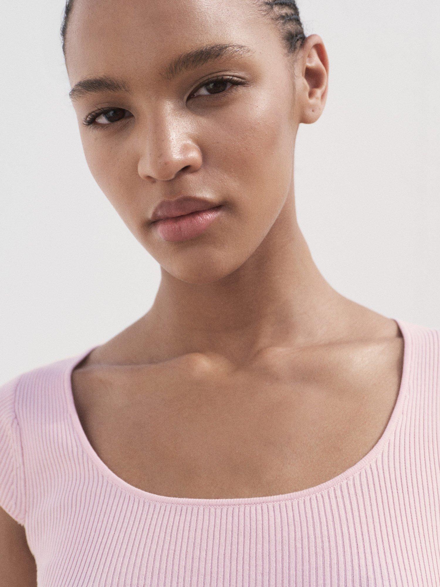 Product image 6 of 8, which shows Mango Kiko Scoop Neck Knit Top, Light Pastel Pink, 4XL
